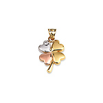 14K Tri Color Gold Lucky Four Leaf Clover Charm