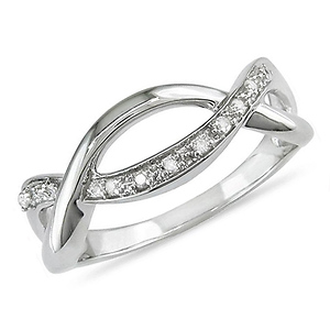 Sterling Silver 0.10 ctw Intertwined Diamond Fashion Ring