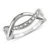 Sterling Silver 0.10 ctw Intertwined Diamond Fashion Ring