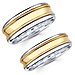 14K Two Tone Milgrain Matching Wedding Bands Set thumb 0