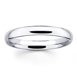 3mm Comfort Fit Classic Dome White Gold Wedding Band