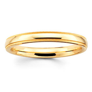 2mm Milgrain Yellow Gold Wedding Band