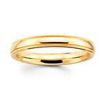 3mm Comfort-Fit Milgrain Yellow Gold Wedding Band