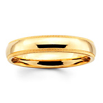 4mm Comfort Fit Milgrain Yellow Gold Wedding Band