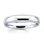 4mm Milgrain Comfort Fit White Gold Wedding Band