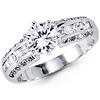 Fancy 14K White Gold CZ Engagement Ring with Side Stones