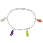 Sterling Silver Multi-colored Jade Sandals Bracelet