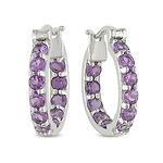1.3ctw Amethyst Petite Sterling Silver Hoop Earrings