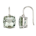 0.02 CT Diamond TW And 8 CT TGW Green Amethyst Shepard hook Earrings 14k White Gold GHI I1;I2