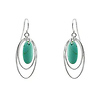 Silver 18X9mm Oval Turquoise Open Circles Hook Earrings, shepherd hook backs