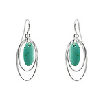 Silver 18X9mm Oval Turquoise Open Circles Hook Earrings, shepherd hook backs