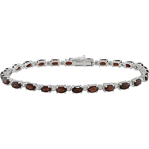 Sterling Silver 5.6 CT TGW Garnet White Topaz Bracelet