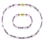 Light Purple & Pink Freshwater Pearl Necklace & Bracelet Set