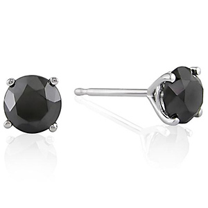 1 1/2 CT Black Diamond TW Stud Earrings 14k Gold White 14k Gold White I2;I3