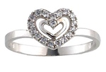 14k White Gold Fancy CZ Heart Ring