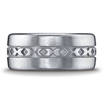 Men's 10mm Comfort-Fit Satin X-Pattern Argentium Silver Band