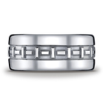 10mm Comfort-Fit T-Pattern Argentium Silver Wedding Band - Men