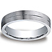 5mm Flat Carved Line Center Comfort-Fit Argentium Silver Wedding Band thumb 0