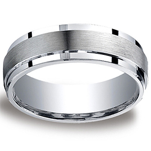 7mm Satin Center Argentium Silver Comfort-Fit Wedding Band