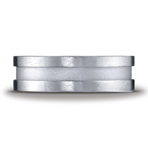 7mm Comfort-Fit Satin-Finished Center Channel Argentium Silver Band