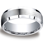 7mm Argentium Silver Satin Beveled Comfort-Fit Wedding Band