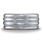 10mm Comfort-Fit Satin Triple Braid Argentium Silver Band for Men