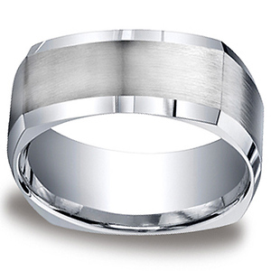 9mm Four Sided Design Comfort-Fit Argentium Silver Men's Ring