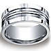 10mm Satin Double Groove & Square Edge Argentium Silver Ring - Men thumb 0