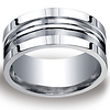 10mm Satin Double Groove & Square Edge Argentium Silver Ring - Men