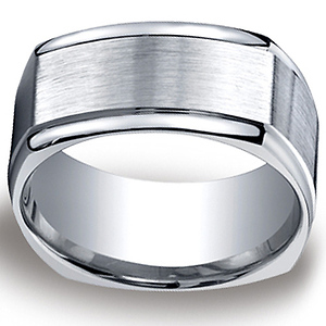 10mm Four Sided Comfort-Fit Argentium Silver Mens Wedding Band