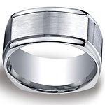 10mm Four Sided Comfort-Fit Argentium Silver Mens Wedding Band