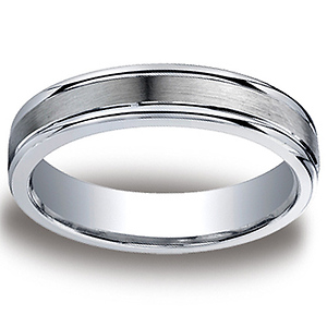 5mm Satin Center Polished Edge Argentium Silver Benchmark Wedding Band