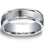 7mm Satin Center Polished Round Edge Argentium Silver Wedding Band