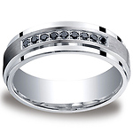 7mm Comfort-Fit Argentium Silver 9 Black Diamond Band by Benchmark