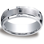 7mm Argentium Silver 6 Black Diamond Band Ring