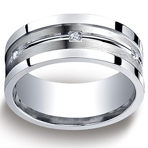 9mm Square Edge Argentium Silver Men's 6-Diamond Band