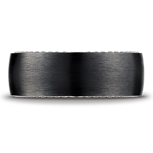 7.5mm Benchmark Black Titanium Ring with Side Silver Rope