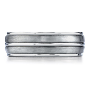 Titanium 8mm Comfort-Fit Satin-Finished Round Edge Design Ring