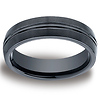 6mm Grooved Comfort-Fit Satin Black Ceramic Ring