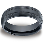 7mm Grooved Design Comfort-Fit Satin Ceramic Ring