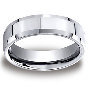 Cobaltchrome 7mm Comfort-Fit High Polished Beveled Edge Design Ring