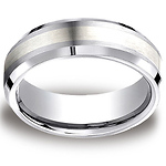 Cobaltchrome 7mm Comfort-Fit Satin-Finished Silver Inlay Design Ring