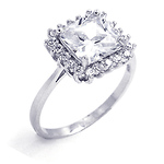 Sterling Silver Halo Princess Cut CZ Promise Ring