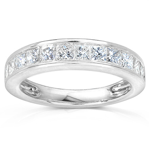 14K White Gold 1.00 CTW Princess Diamond Channel Set Wedding Band