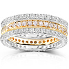 14KWY Gold 1.50 CTW Round Diamond 3 Piece Eternity Wedding Band Set