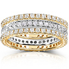 14KYW Gold 1.5ctw Pave Round Diamond Eternity Wedding Band 3-Ring Set