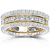 14KWY Gold 3.00 CTW Round & Princess Diamond 3 Piece Eternity Ring Set