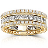 14KY Gold 3.00 CTW Round & Princess Diamond 3 Piece Eternity Ring Set