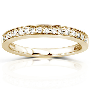 14K Yellow Gold 0.17 CTW Round Diamond Pave Set Wedding Band