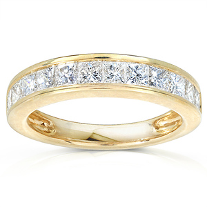 14K Yellow Gold 1 CTW Princess Diamond Channel Set Wedding Band